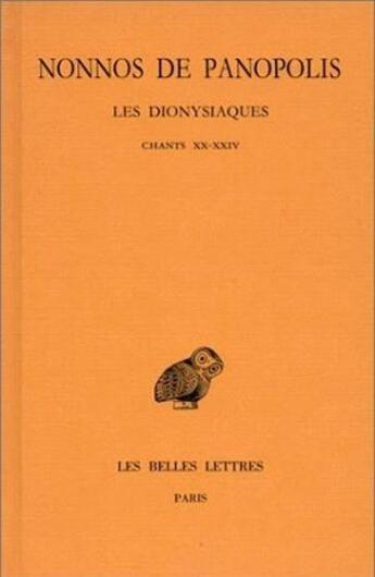 Couverture du livre « Dionysiaques Tome 8 ; chapitre 20-24 » de Nonnos De Panopolis aux éditions Belles Lettres