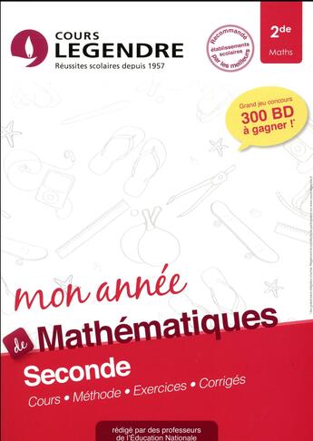 Couverture du livre « Cours legendre mathematiques seconde mon annee » de Klein Michele aux éditions Edicole