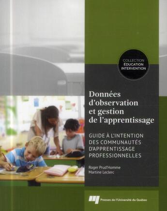 Couverture du livre « Donnees d'observation et gestion de l'apprentissage » de Roger Prud Homm aux éditions Pu De Quebec