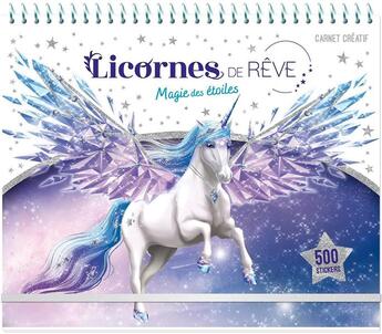 Couverture du livre « Licornes de reve - carnet creatif - magie des etoiles » de Christine Alcouffe aux éditions Play Bac