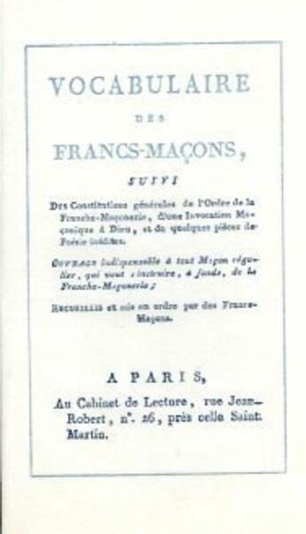 Couverture du livre « Vocabulaire des francs-macons » de Laurent aux éditions Gutemberg