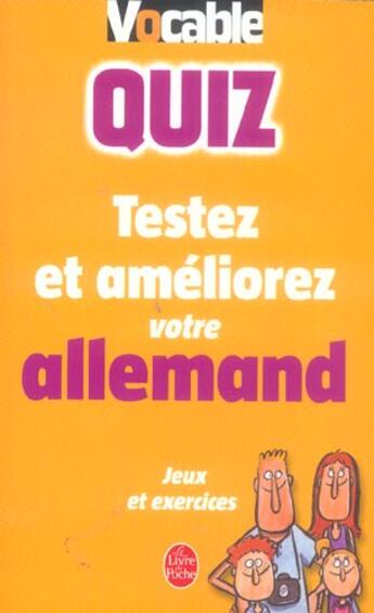 Couverture du livre « Quiz : testez et ameliorez votre allemand » de  aux éditions Le Livre De Poche