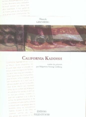 Couverture du livre « California kaddish » de Henryk Grinberg aux éditions Folies D'encre