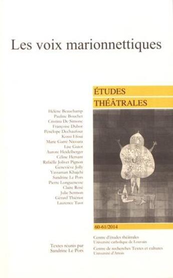 Couverture du livre « Les voix marionnettiques 30-64 » de  aux éditions Etudes Theatrales