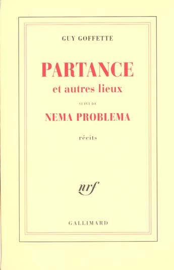 Couverture du livre « Partance et autres lieux/Nema problema » de Guy Goffette aux éditions Gallimard