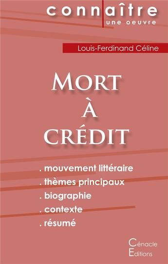 Couverture du livre « Mort à crédit, de Louis-Ferdinand Céline » de  aux éditions Editions Du Cenacle