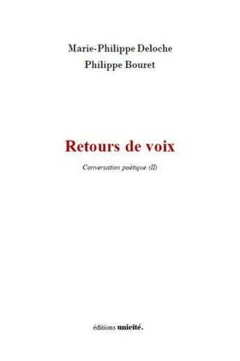 Couverture du livre « Retours de voix » de Philippe Bouret et Marie-Philippe Deloche aux éditions Unicite