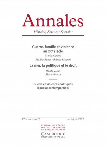 Couverture du livre « Annales. histoire sciences sociales, n 2/2022 » de  aux éditions Ehess