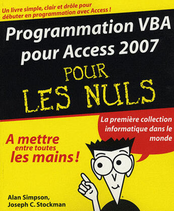 Couverture du livre « Programmation vba pour access 2007 pour les nuls » de Joseph C. Stockman et Alan Simpson aux éditions First Interactive