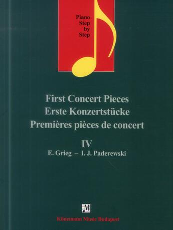 Couverture du livre « First concert pieces ; premières pièces de concert IV ; piano step by step » de  aux éditions Place Des Victoires/kmb