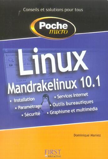 Couverture du livre « Poche micro linux, mandrake linux 10.1 » de Dominique Maniez aux éditions First Interactive