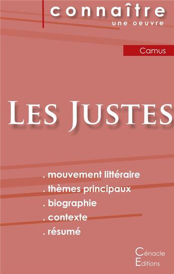 Couverture du livre « Les justes, d'Albert Camus » de  aux éditions Editions Du Cenacle