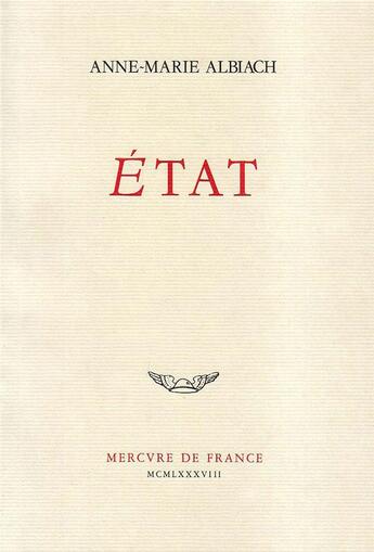 Couverture du livre « E tat » de Anne-Marie Albiach aux éditions Mercure De France