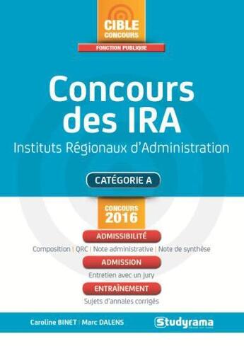 Couverture du livre « Concours des ira ; session 2015 » de Marc Dalens et Caroline Binet aux éditions Studyrama