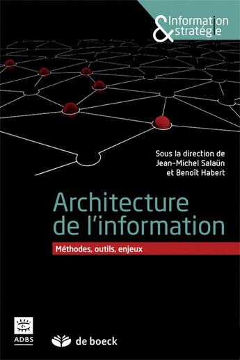 Couverture du livre « Architecture de l'information ; méthodes, outils, enjeux » de Benoit Habert et Jean-Michel Salaun aux éditions De Boeck Superieur