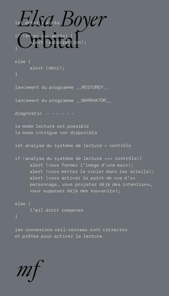 Couverture du livre « Orbital » de Elsa Boyer aux éditions Editions Mf