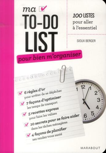 Couverture du livre « Ma to-do list pour bien m'organiser » de Sioux Berger aux éditions Marabout