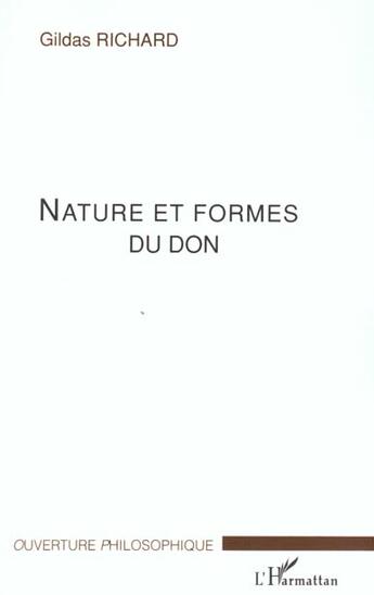 Couverture du livre « Nature et formes du don » de Gildas Richard aux éditions L'harmattan