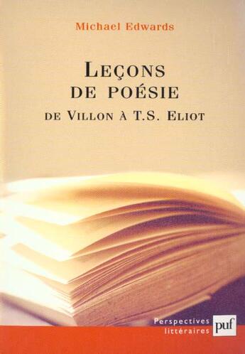 Couverture du livre « Lecons de poesie » de Michael Edwards aux éditions Puf