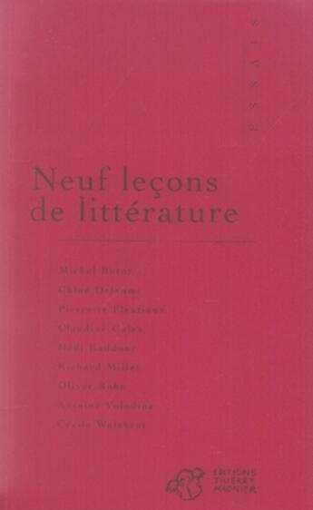 Couverture du livre « Neuf leçons de littérature » de  aux éditions Thierry Magnier