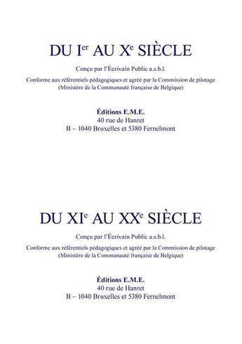 Couverture du livre « Panorama de l'histoire ; du Ier au Xe siècle » de J. De Beco aux éditions Eme Editions