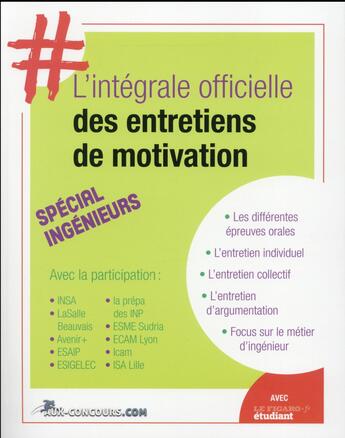 Couverture du livre « L'intégrale officielle des entretiens de motivation » de Malika Ghemmaz aux éditions Aux-concours.com