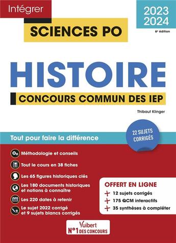 Couverture du livre « Intégrer Sciences Po : sciences po histoire : concours commun des IEP ; tout pour réussir l'analyse de document (édition 2023/2024) » de Thibaut Klinger aux éditions Vuibert