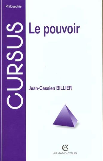 Couverture du livre « Le pouvoir » de Jean-Cassien Biller aux éditions Armand Colin