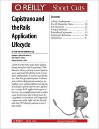 Couverture du livre « Capistrano and the Rails application lifecycle » de Tom Mornini aux éditions O Reilly