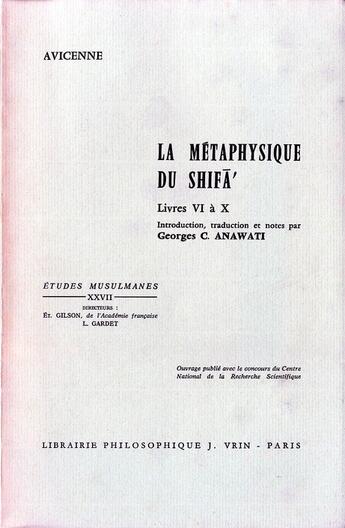 Couverture du livre « Metaphysique de shifa t.2 » de Avicenne aux éditions Vrin