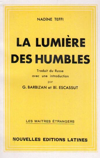 Couverture du livre « La lumière des humbles » de Teffin Nadine aux éditions Nel