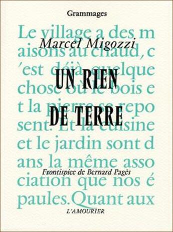 Couverture du livre « Un rien de terre » de Marcel Migozzi aux éditions L'amourier