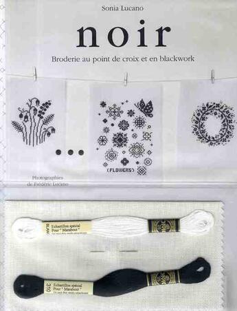 Couverture du livre « Noir ; broderie au point de croix et en blackwork » de Lucano-S aux éditions Marabout