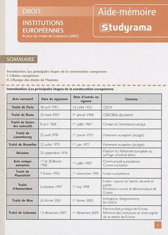 Couverture du livre « Institutions européennes (3e édition) » de Pascal Geneau aux éditions Studyrama