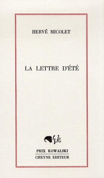 Couverture du livre « La lettre d'été » de Hervé Micolet aux éditions Cheyne