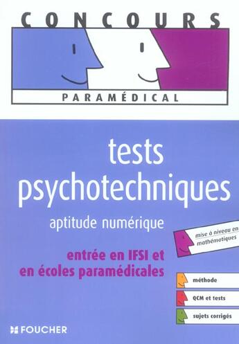 Couverture du livre « Tests Psychotechniques, Aptitude Numerique » de Michele Eckenschwiller aux éditions Foucher