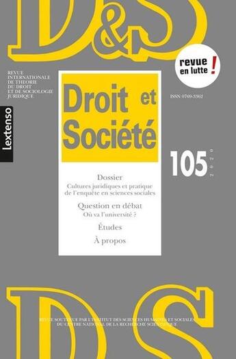 Couverture du livre « Droit & societe n 105-2020 » de  aux éditions Lgdj