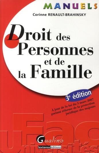 Couverture du livre « Droit des personnes et de la famille » de Renault-Brahinsky C. aux éditions Gualino