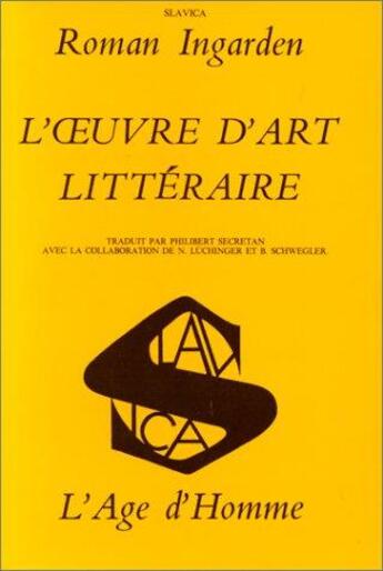 Couverture du livre « Oeuvre d'art litteraire (l') » de Roman Ingarden aux éditions L'age D'homme