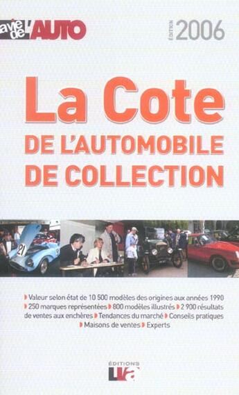 Couverture du livre « La cote de l'automobile de collection (édition 2006) » de  aux éditions Edifree Lva