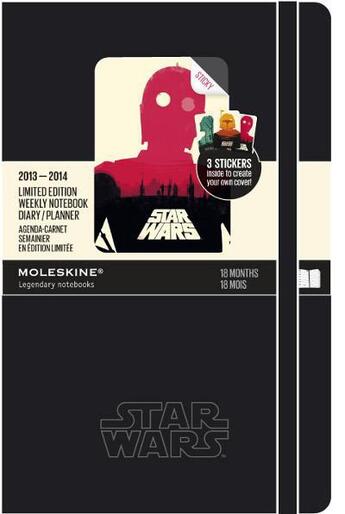 Couverture du livre « Agenda 18 mois Star Wars 2013-2014 semainier carnet grand format ; couverture rigide noire gravée » de Moleskine aux éditions Moleskine Papet