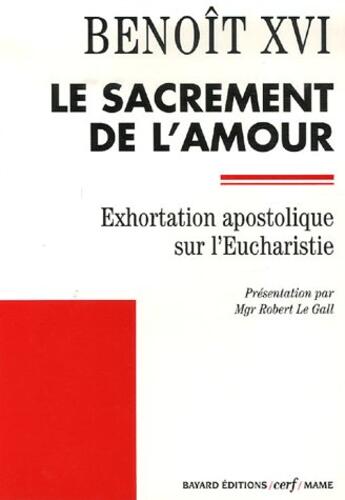 Couverture du livre « Exhortation post synodale sur l'eucharistie » de Benoit Xvi aux éditions Cerf