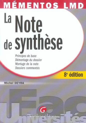 Couverture du livre « Mementos la note de synthese 8eme (8e édition) » de Michel Deyra aux éditions Gualino