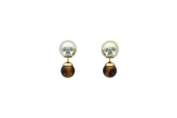 Couverture du livre « Boucles d'oreilles oeil de tigre boules reversibles metal dore » de  aux éditions Dg-exodif