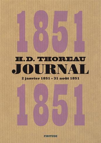 Couverture du livre « Journal Tome 5 ; 2 janvier 1851 - 31 aout 1851 » de Henry D. Thoreau aux éditions Finitude