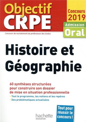 Couverture du livre « Crpe en fiches : histoire geographie 2019 » de Laurent Bonnet aux éditions Hachette Education