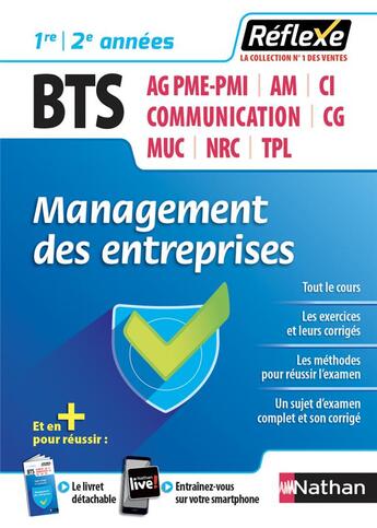 Couverture du livre « Mémos réflexes t.96 ; BTS ; management des entreprises ; 1re et 2e années (édition 2018) » de  aux éditions Nathan