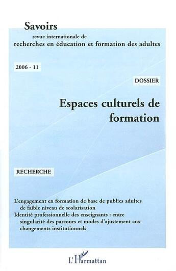 Couverture du livre « Espaces culturels de formation » de  aux éditions Editions L'harmattan