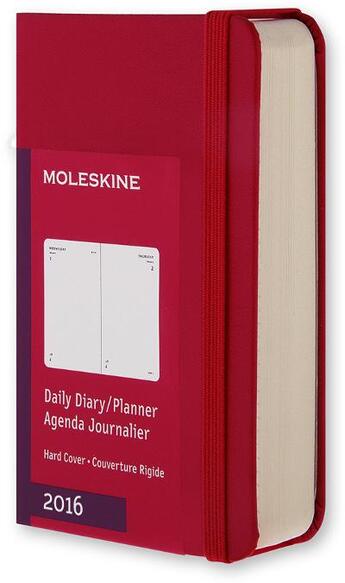 Couverture du livre « Agenda journalier 2016 très petit format rouge couverture rigide » de  aux éditions Moleskine
