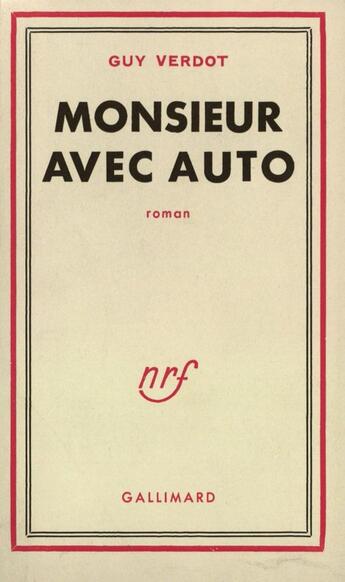 Couverture du livre « Monsieur Avec Auto » de Verdot G aux éditions Gallimard